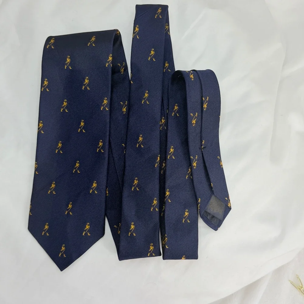 Vintage Brooks Brothers x Johnnie Walker Silk Tie Blue Gold Striding Man Preppy